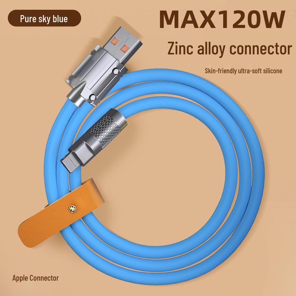 120W Zinklegierung Flüssig Weichgummi Schnelllade-USB-C-Kabel für Android