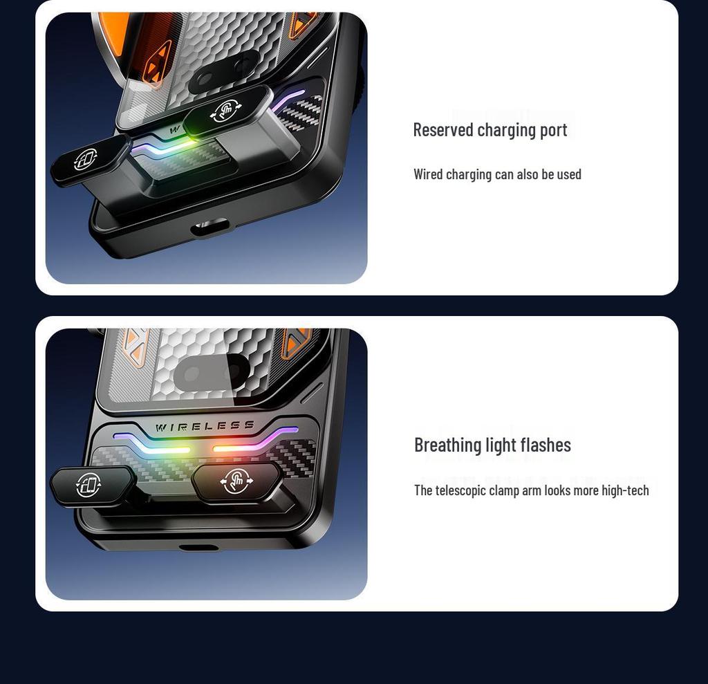 15W Auto-Clamping Wireless Charging Phone Holder for Car