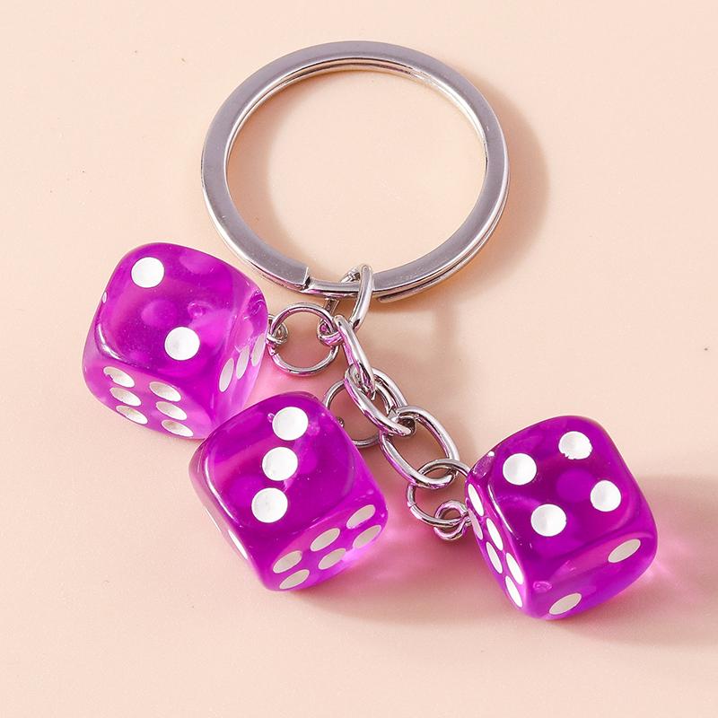 Cuet Resin Geometric Dice Keychain Keyring Pendants for Women Men Car Key Holder Handbag Pendants Charms DIY Jewelry Gifts