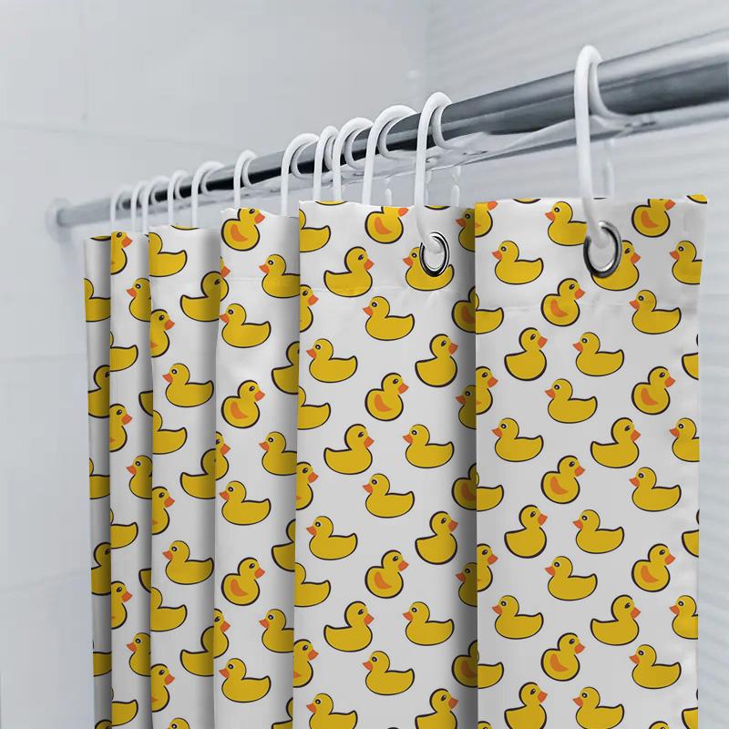 Helles Gelbes Gummientenmuster Duschvorhang Heimdekor Badezimmerzubehör Modern Stilvoll Wasserdichtes Gewebe Für Badewanne En