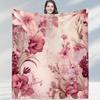 WhiteBackground Deep Red Rose Flannel BlanketThrowElegant Bedding for BedroomsIdeal for Romantic Floral AestheticCozy Home