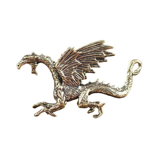 Yousheng Vintage Winged Dragon Brass Ornaments Copper Dragon with Wing Figurine Collectible Bronze Carved Sculpture for Living Room Bookshelf Desktop