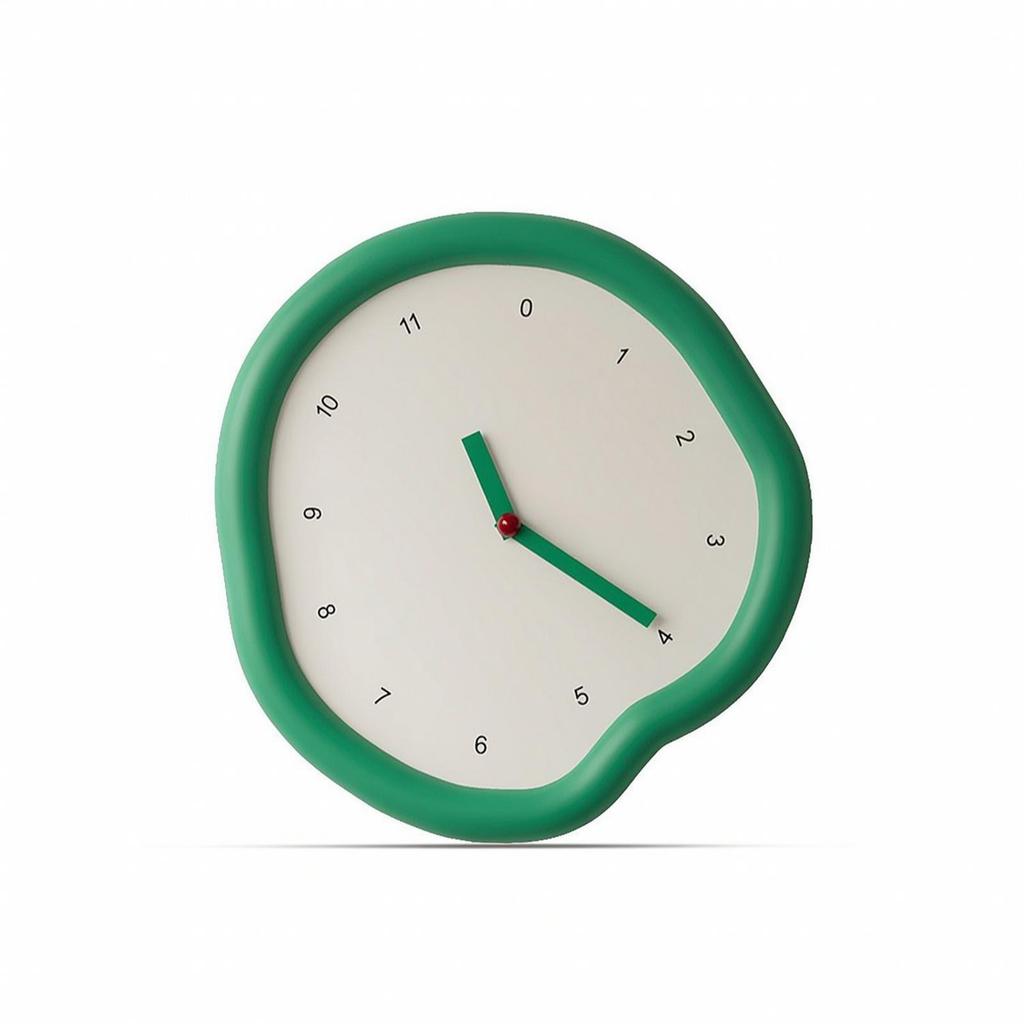 Decorative Wall Clock Organic Shape Silent Green for Living Room, Bedroom, Entryway