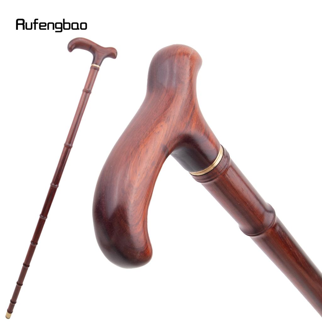Red Wooden Single Bamboo Joint Fashion Walking Stick Decorative Cospaly Party Walking Cane Halloween Crutch Wand Crosier 94cm