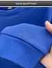 High-End Men's Royal Blue Embroidered Sweatshirt, Round Neck, Velvet-Lined for Autumn/Winter Warmth