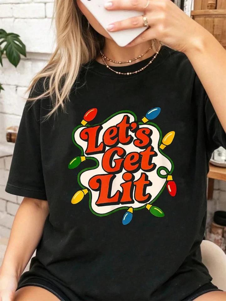 et s Get Lit Funny T Shirt Funny Unisex L
