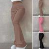 Women's Bootcut Stretch High Waist Solid Color Ribbed Long Pants