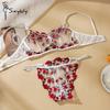 Seturi de Sutiene Sexy Dulci din Plasă Franceză, Frumoase, cu Broderie Florală, Chilot cu Flori