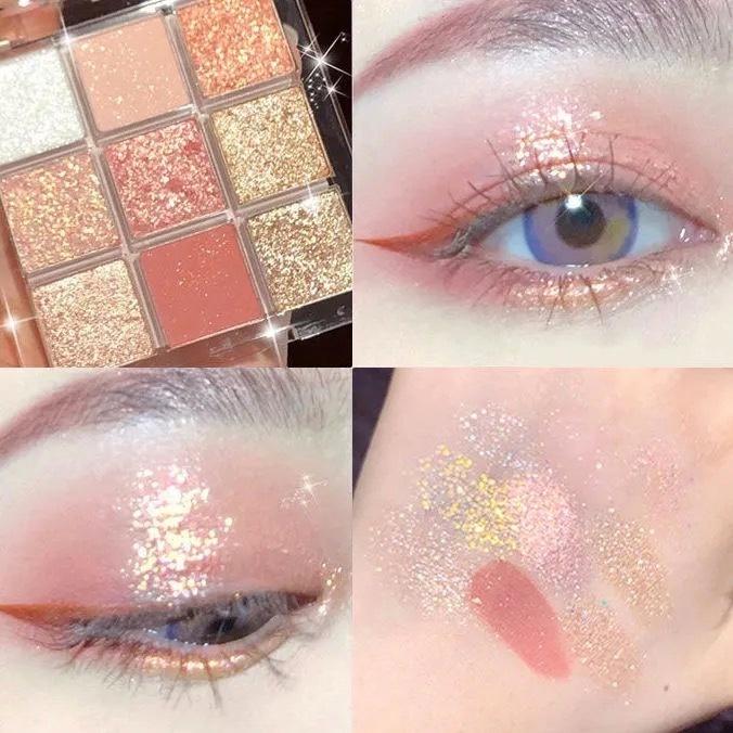 

(15-цветная палитра теней для век в подарок) Палитра теней для век 9 цветов, жемчужные матовые блестящие землистые цвета, водостойкие пигментные мерцающие тени для век, перламутровые тени для глаз 04+Gift