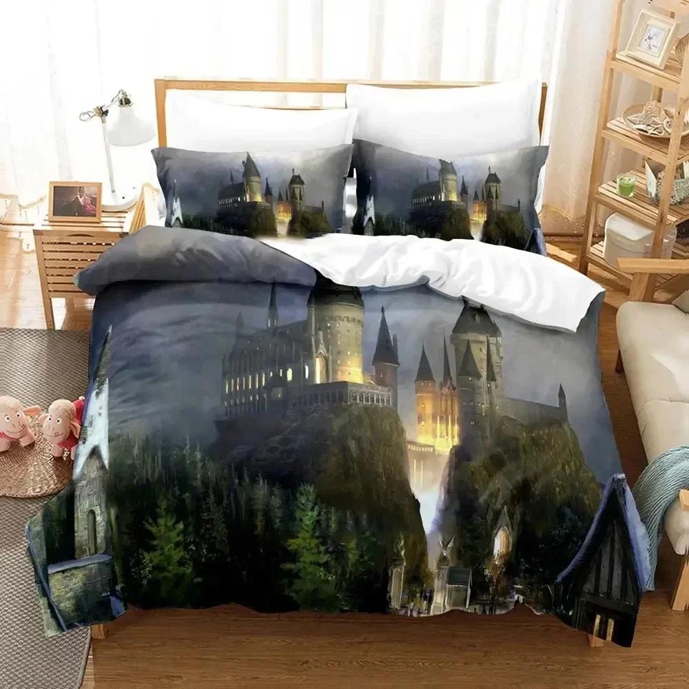 Science Fiction Enchanted Castle Bedding Set Duvet Cover Sheet Printed Bed Set Pillowcase Full Queen King Size Comforter Bedroom