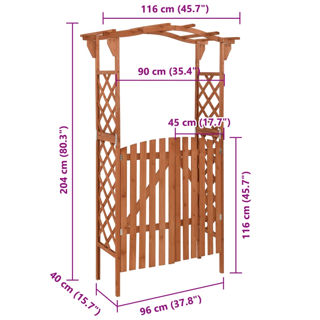 Vidaxl Pergola With Gate, 116X40X204 Cm, Solid Fir Wood