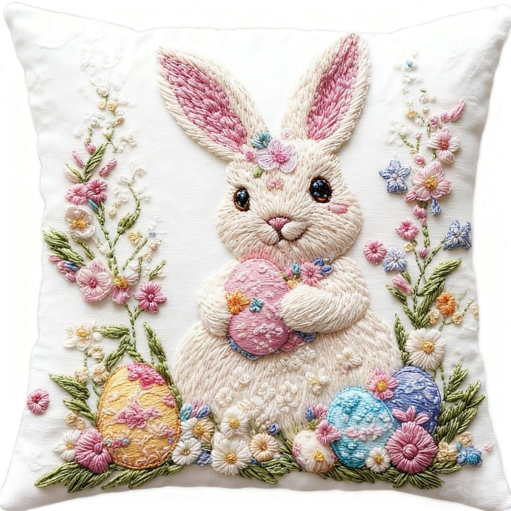 Easter Bunny Pillowcase 18x18 Inches Winter Print Decorative Pillowcase Vintage Holiday Decorative Pillowcase Sofa Bed Decoration