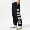 Li Ning Sports Lifestyle Series Letter Mid Waist Cuffed Casual Versatile Fleece Knitted Sports Pants Men Pants Black AKLTB29-6