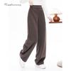 Raphenny Women's Silk Wool Blend High-Waist Loose Trousers