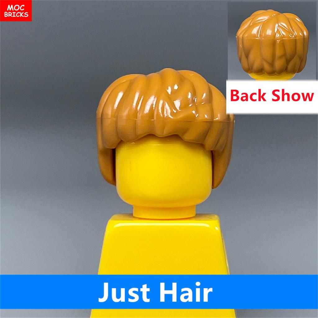 MOC Bricks 4cm Figure Body Wear Male Boy Fire Brown Hairs Assembled Building Blocks Educatinal Plastic Toys