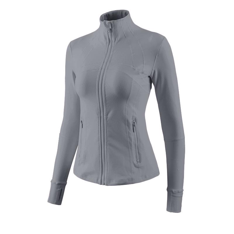 Women's Quick-Dry Slim Fit Yoga Jacket - Stand-Up Collar, Zipper, Long Sleeve for Running & Cycling in Autumn