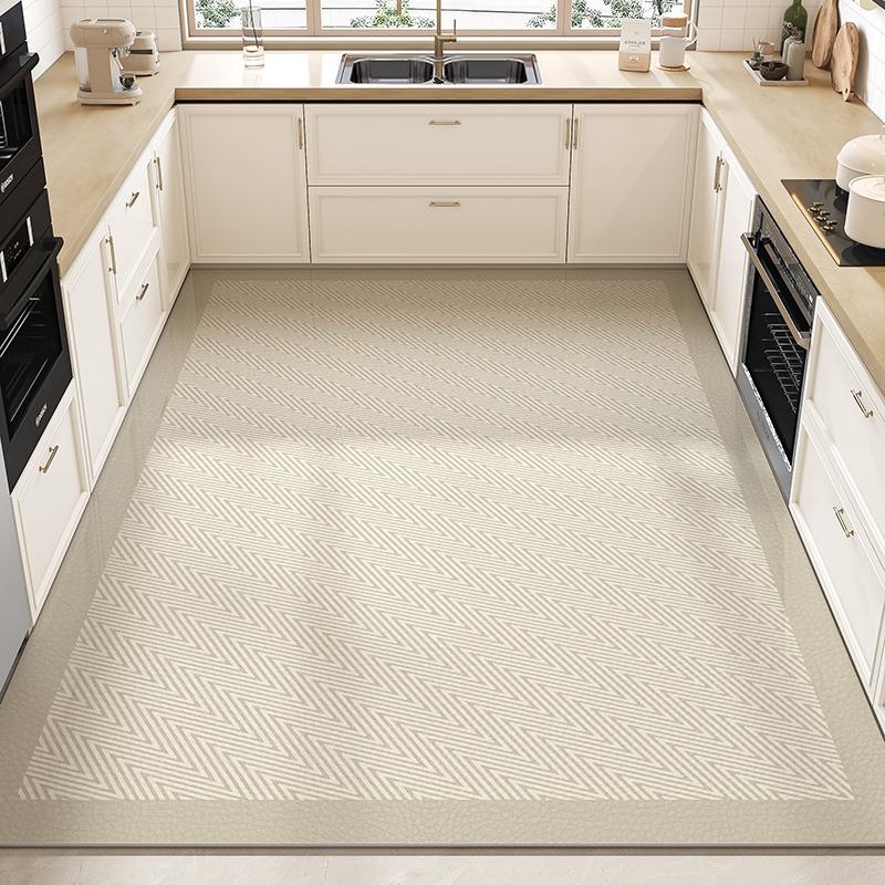 Kitchen Floor Mat Large Area Waterproof Carpet Pvc Leather Oil-proof Non-slip Foot Mats Line Minimalist Home Decoration Rug