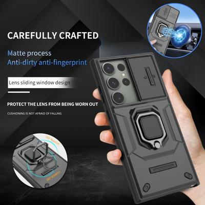 For Samsung Galaxy S23 Ultra Case Magnetic Stand Ring Slide Lens Protect Armor Case For Samsung S23 + Plus S 23 Ultra Back Cover