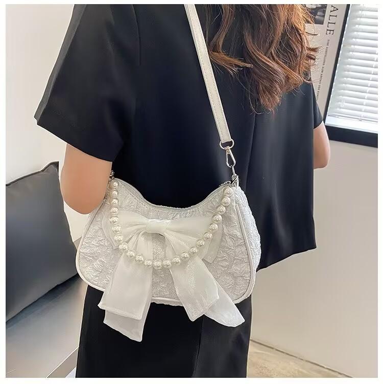 Niche design sweet style bow underarm bag women's summer 2025 new trendy fashion versatile shoulder bag women