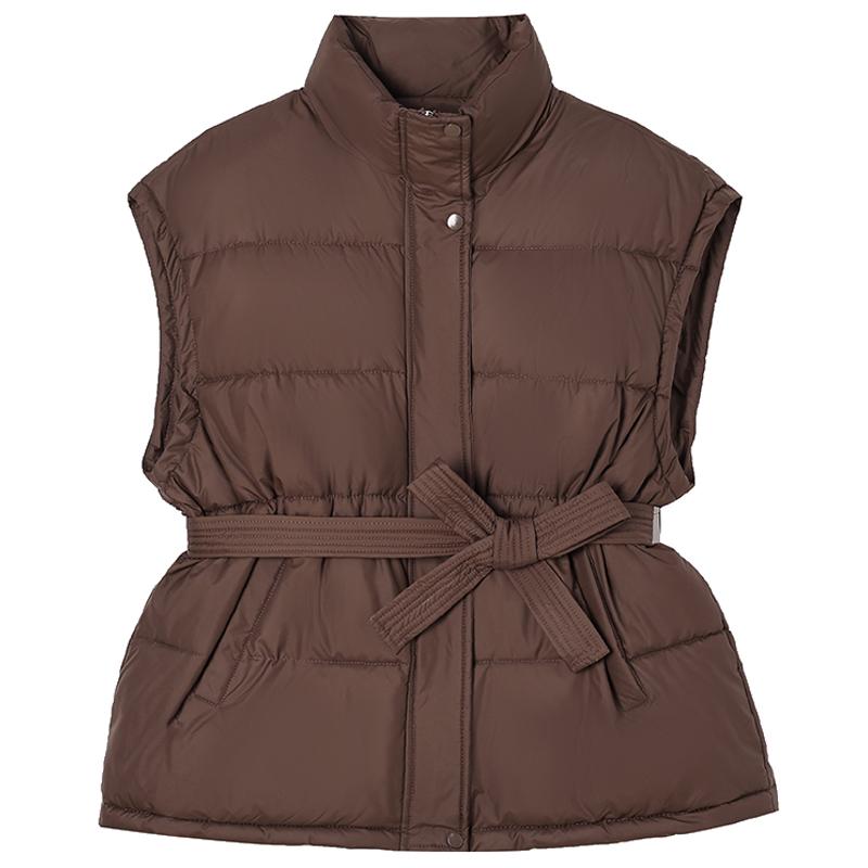 Gilet alla Moda Invernale Caldo Donna Capispalla Con Cintura Piumino Senza Maniche Casual Spesso Giacche da Donna