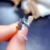 Natural Aquamarine Ring with S925 Silver, Three-Dimensional Wing Design, Minimalist Two-Tone.