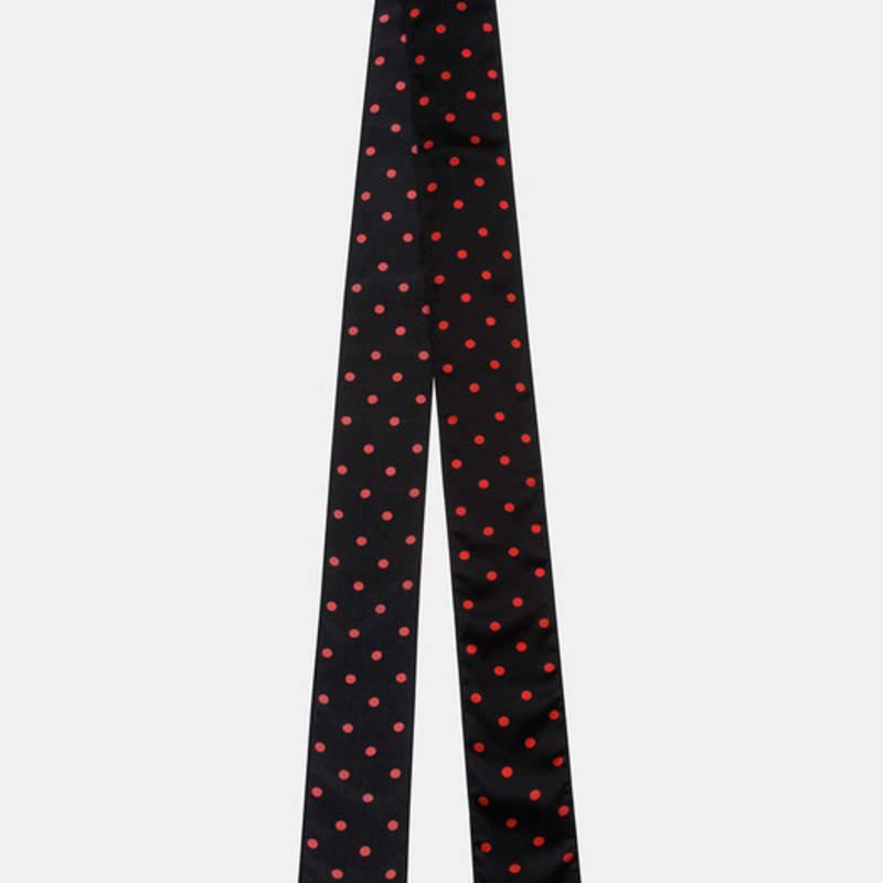 RECLOW DOT SILK LONG SCARF BLACK