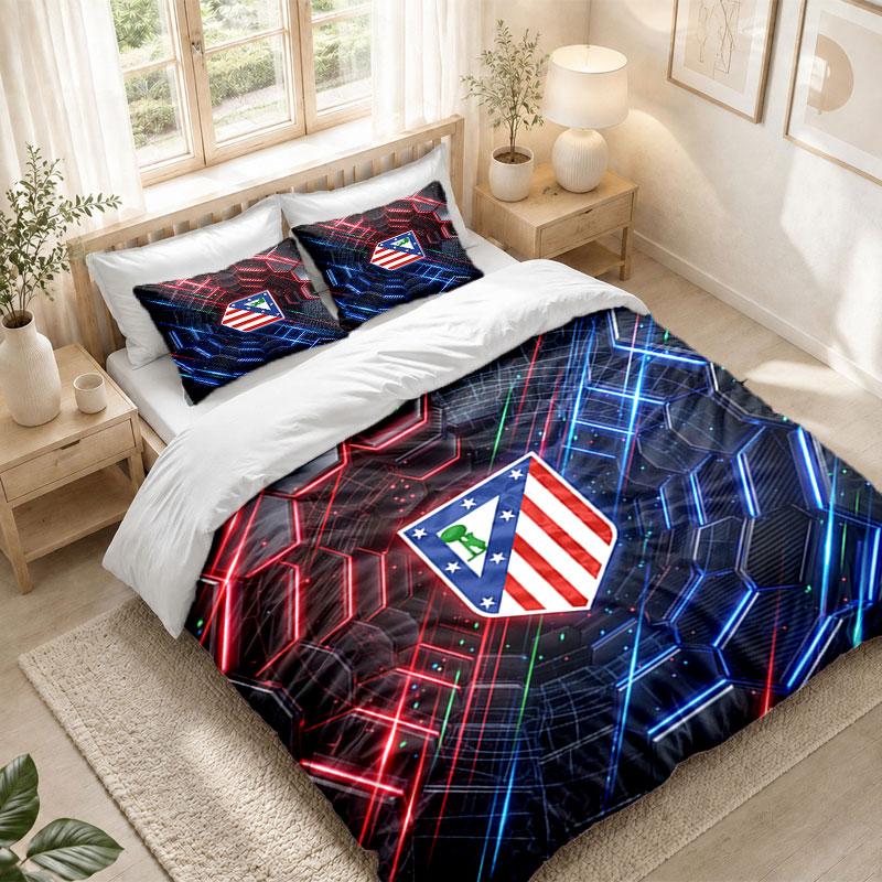 Bedding Set 1 Duvet Cover 2 Pillowcases Atletico Madrid Print Bedroom Home Decoration