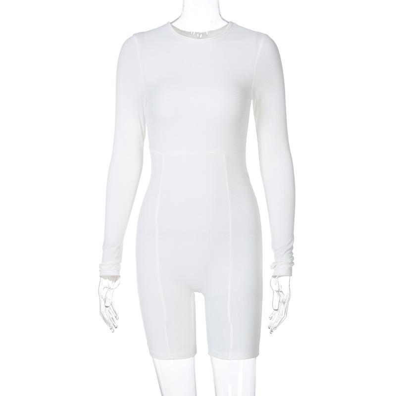 Ladie Long Sleeve Yoga Jumpsuit Sexy Female Tight Solid Color Jumpsuit