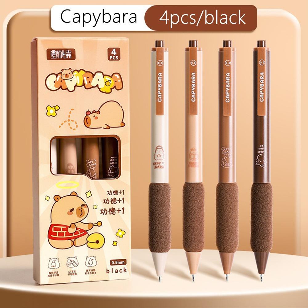 

4PCS/Set 0.5MM Black Ink Neutral Pen Швидкосихаючі інструменти для письма Високоякісна кулькова ручка Студенти Capybara