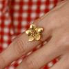  Arrivals Stainless Steel Flower Adjustable Open Ring PVD Plated Arrivals Jewelry Recommend Accessories 2025