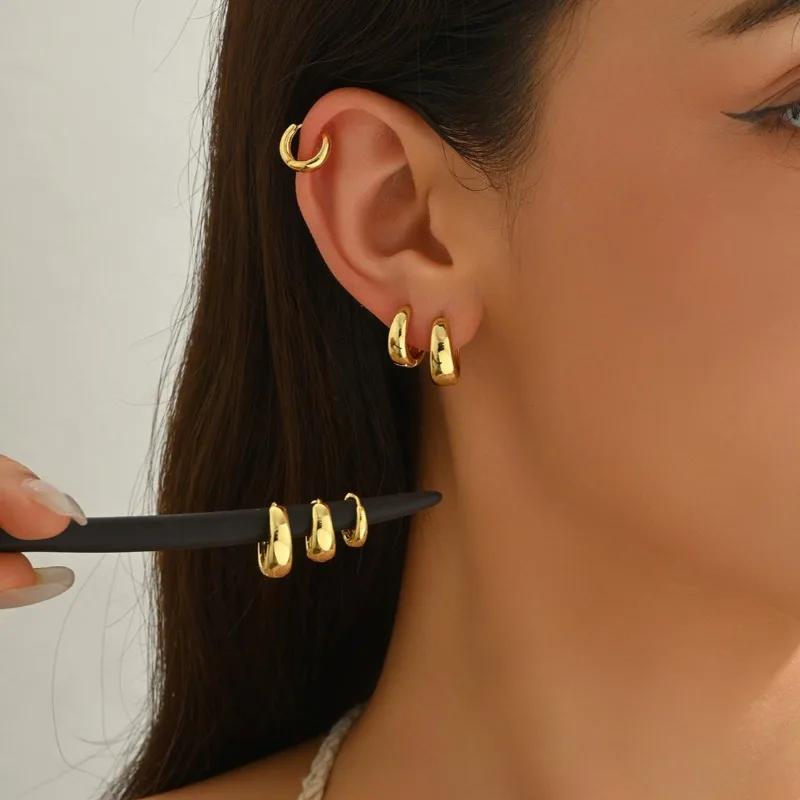925 Silver Small Hoop Earrings for Women Vintage Simple Glossy Chunky Round Circle Earring Hypoallergenic Jewelry Gifts