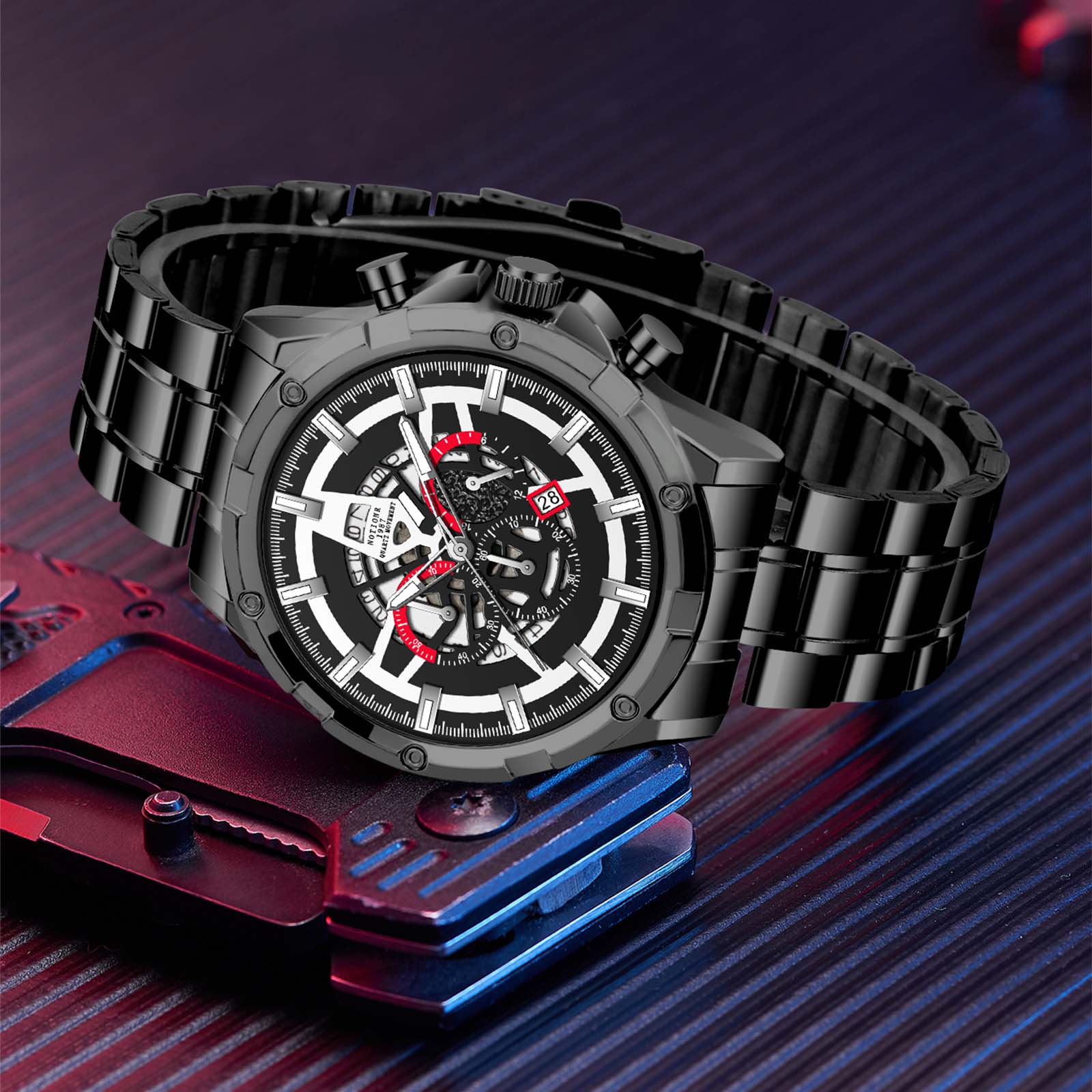 

Men s Business Watch Men s Quartz Watch Military Watch Stainless Steel Watch Sports Watch Casual Watch Analog Calendar Watch срібний/чорний