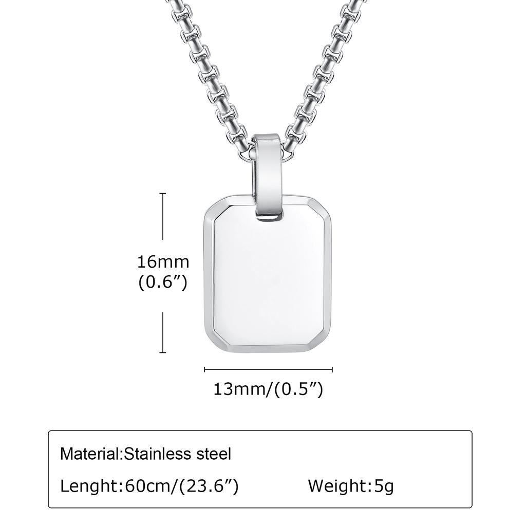 Stylish 26 Letter Necklace for Men Boys, Waterproof Stainless Steel Square Pendant Necklace, Alphabet Initial Collars, Gifts