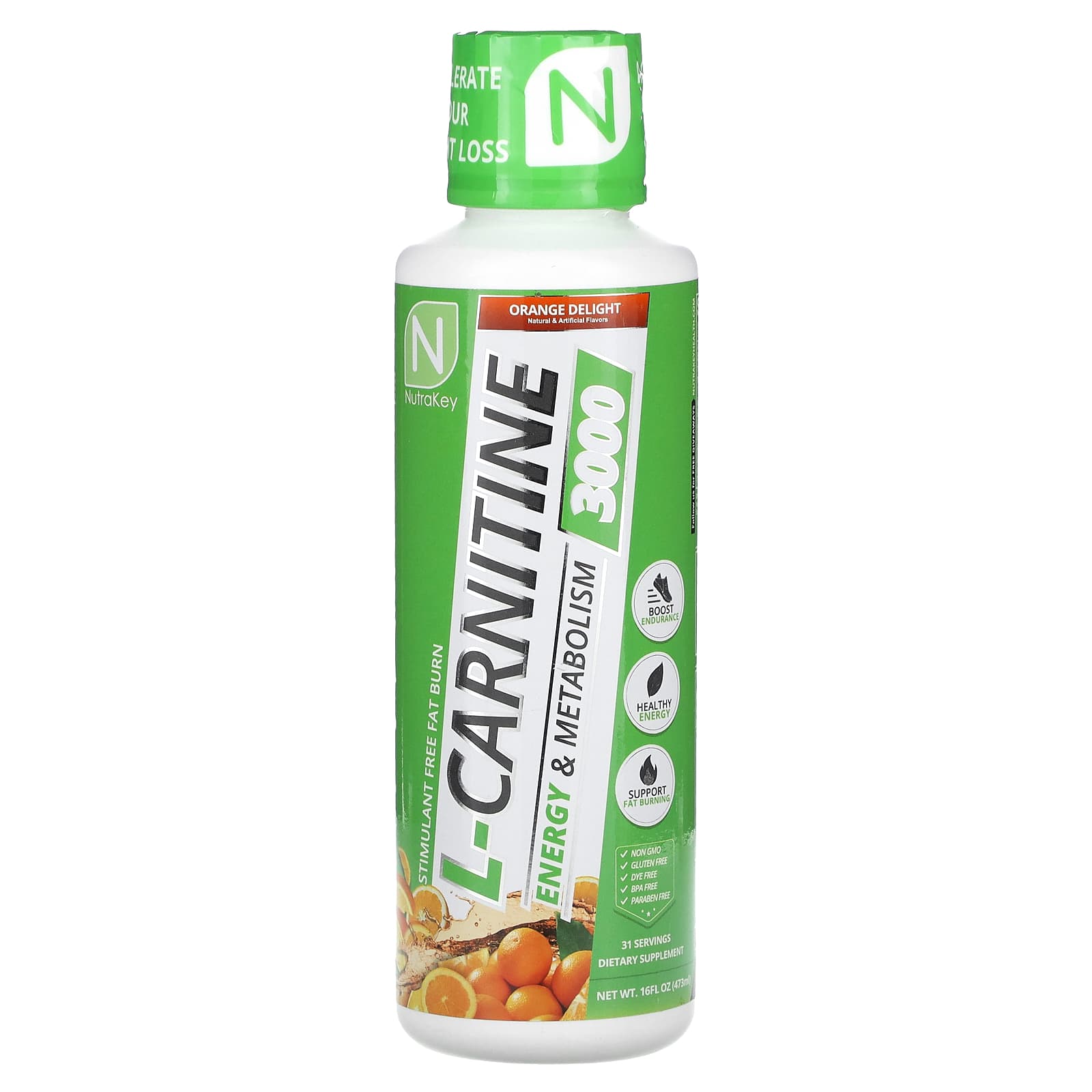 

Nutrakey, L-Carnitine 3000, Orange Delight, 16 fl oz (473 ml)