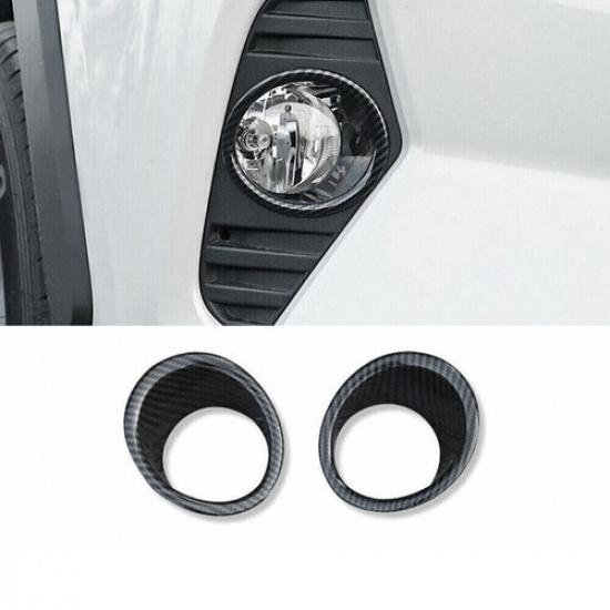 Carbon Fiber Exterior Front Fog Light Lamp Ring Trim For Toyota RAV4 -