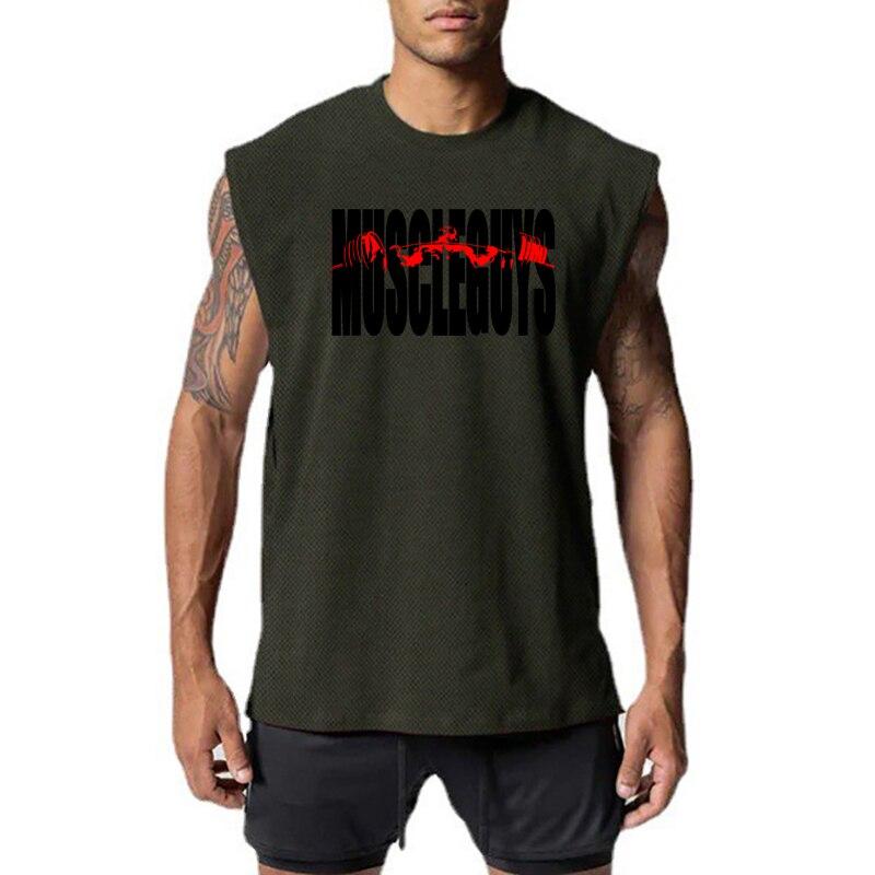 Muscleguys Herren Fitness Running Mesh Schnelltrocknendes ärmelloses T-Shirt Hochwertige atmungsaktive Tanktops