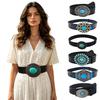 Retro Western Türkis Gürtel mit verwitterten silberfarbenen geschnitzten Schnallen Natürliches Blau Türkis Rodeo Stil Cowboy Cowgirl Taillenband