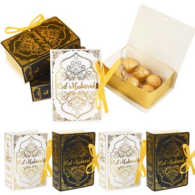 10Pcs Boîtes à Bonbons Chocolat Forme Livre Eid Mubarak Décoration Ramadan Boîte d'Emballage Cadeau 2026 Articles de Fête Festival Islamique Musulman