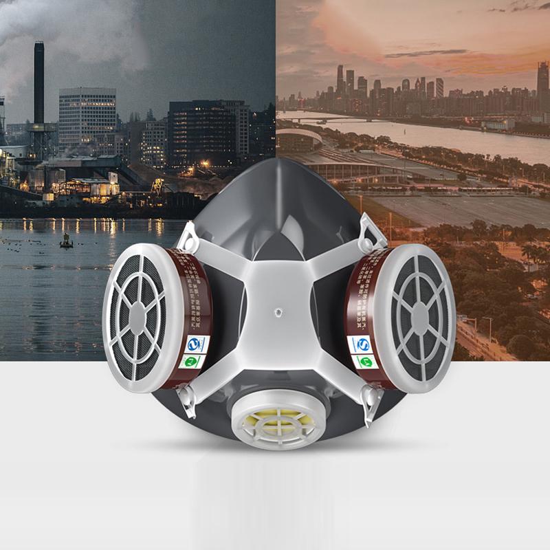 Painting Gas Mask Respirator Set Dual Charcoal Filters Spray Chemical Industry Pesticide Anti Fog Glasses Protective Masks