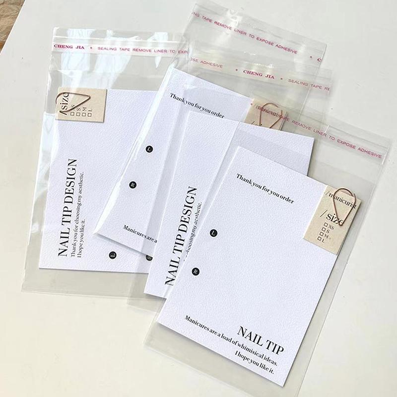 10Pcs Press-On Nail Packaging Display With Tie Bags Handmade False Nail Design Swatch Show Card Manicure Sample Display Salon