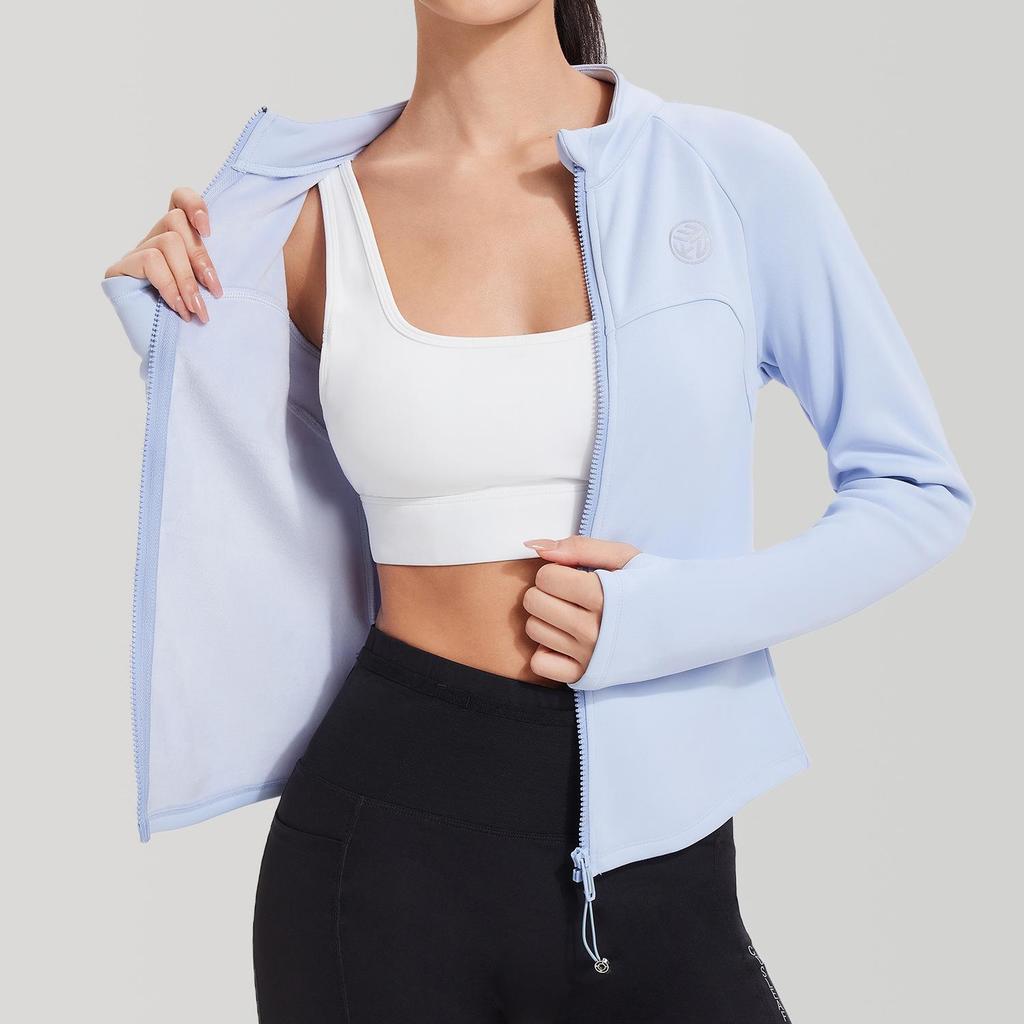 Women's Autumn & Winter Plus Velvet Sports Hoodie: Long Sleeve, Zip-Up, Outdoor Fitness, Quick-Dry, Slim Fit Yoga Jacket
