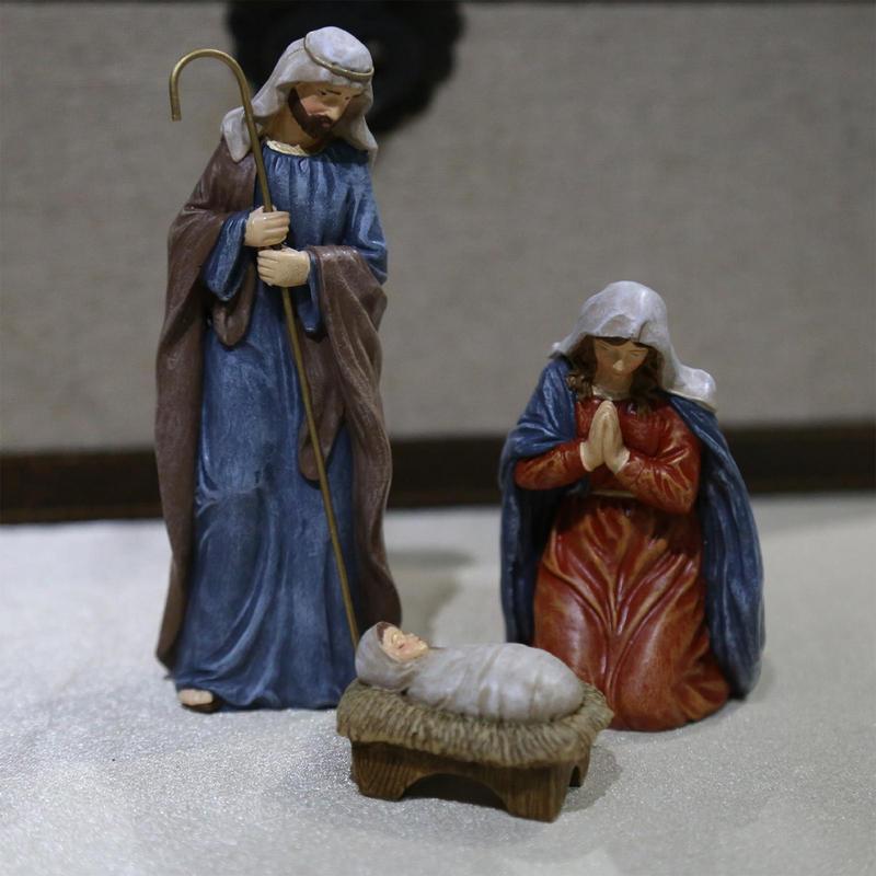 Nativity Figurines Christmas Resin Home Decor 3-Piece Nativity Scene Statue Desk Decoration For Shelf Bedside Living Room