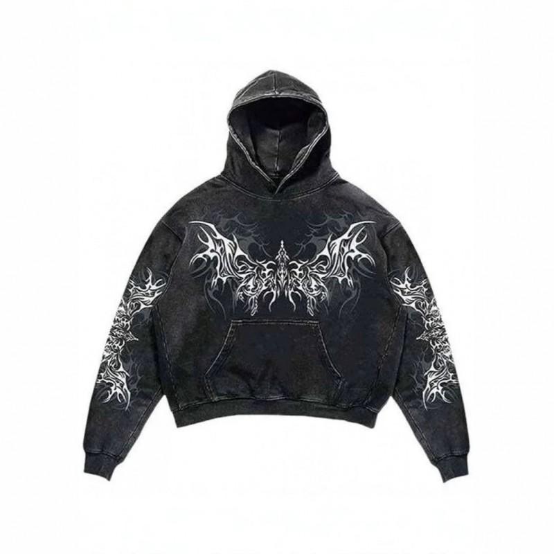 26 American Punk Gothic Skull 3D Print Cropped Hoodie Loose Fit Women