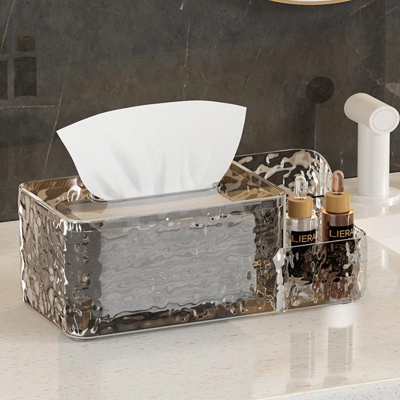 Living Room Desktop Tissue Box Water Ripple Clear Plastic Tissue Storage Box Multifunction Remote Control Holder Tissue Box