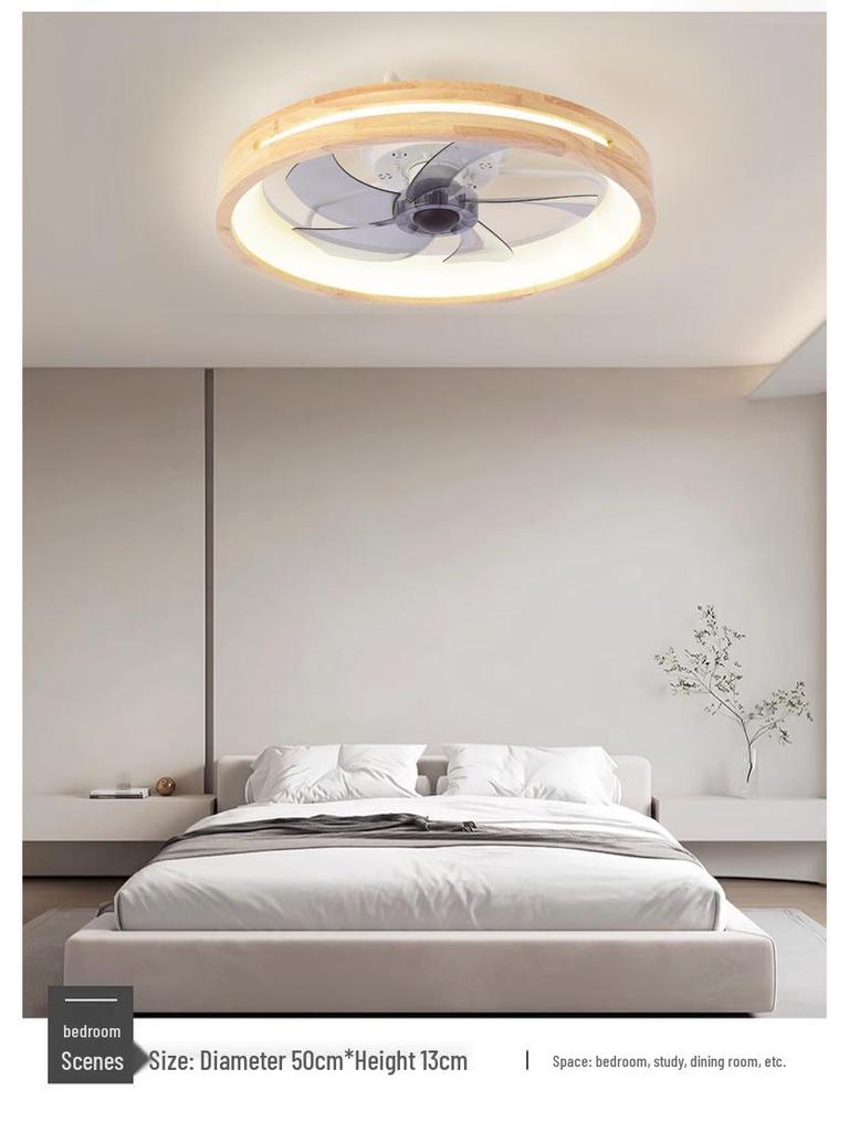Japanese Solid Wood Ceiling Fan with Light - Variable Frequency for Bedroom, Living Room & Dining Room