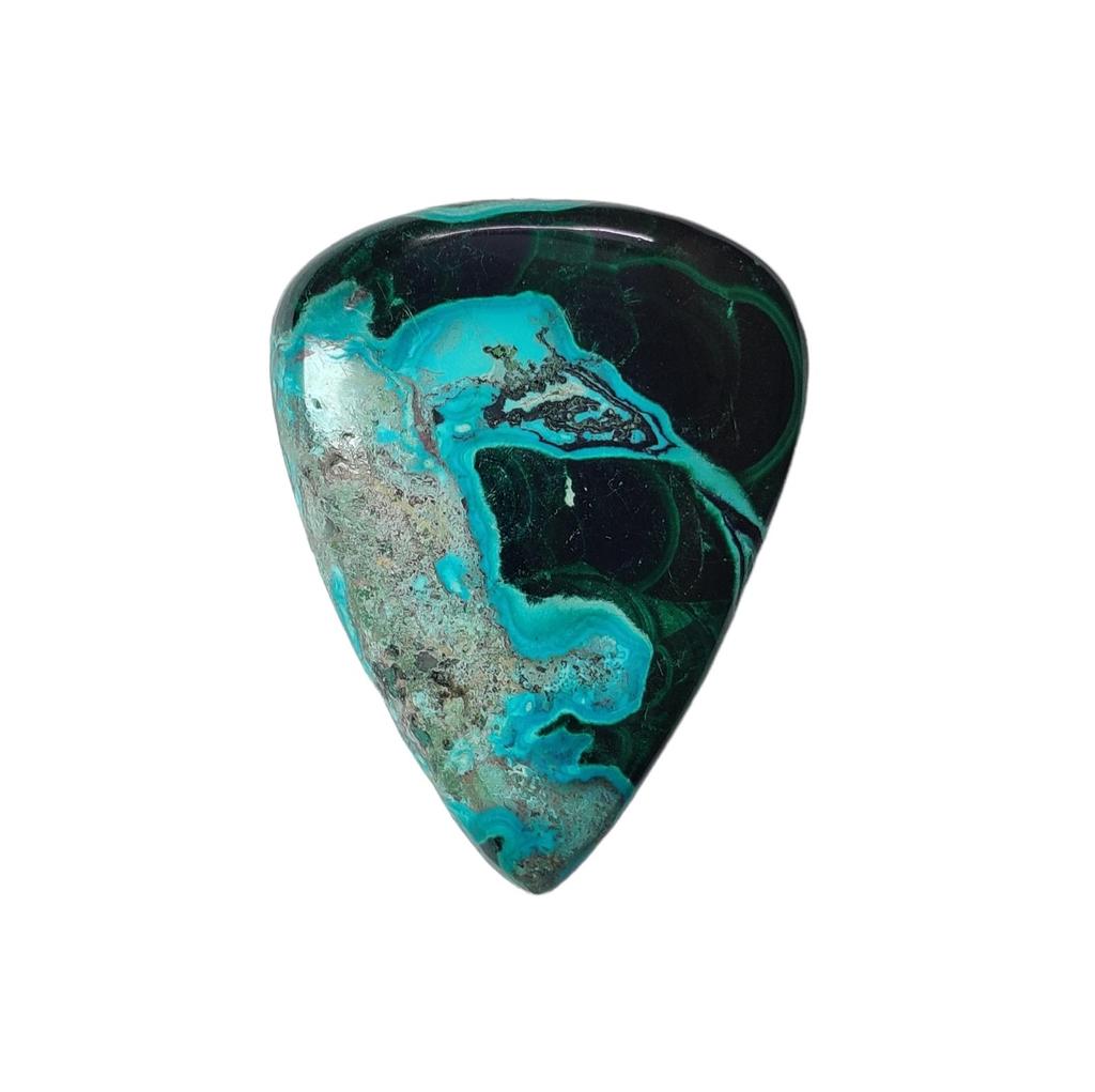 Design Ocean Piatră Prețioasă Cabochon Crisocolă Naturală, Pietre Vindecătoare, Piatră Prețioasă Crisocolă, 75.20 Carați, Dimensiune 44x22x9 MM.