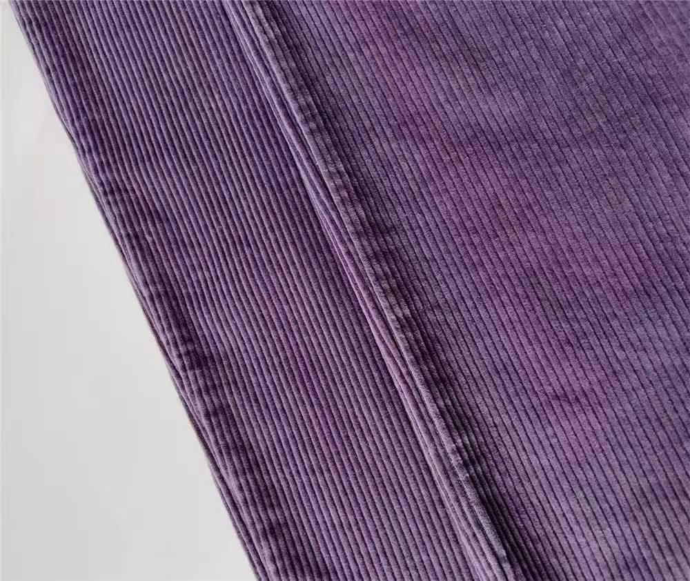 Yang Caiyu Inspired Lavender Corduroy High-Waisted Wide-Leg Pants - Autumn/Winter Retro French Style
