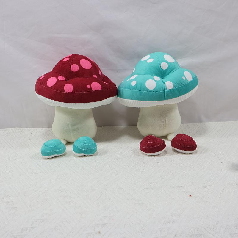 Heerlijke In Dungeon Wandelende Paddenstoel Pluche Speelgoed Rood Blauw Gevlekt Knuffelpop Anime Pluche Fans Kinderen Verjaardagscadeau Huisdecoratie 26cm