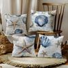 Vintage Starfish Shell Pillow Covers Illustration Pattern Cushion Covers Single Sided Coastal Nautical Decorative Home Decor