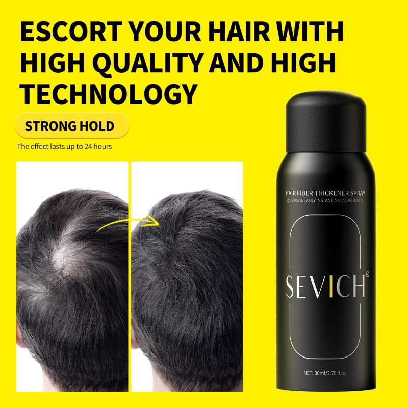 SEVICH Spray de Fibres Capillaires 80ml Poudre de Repousse Capillaire Naturel Épaississant Instantanément Retouche Racines Spray de Fibres Capillaires Produits pour la Perte de Cheveux